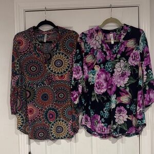 Dear Scarlett Multicolor Floral and Geometric Lizzie Tops